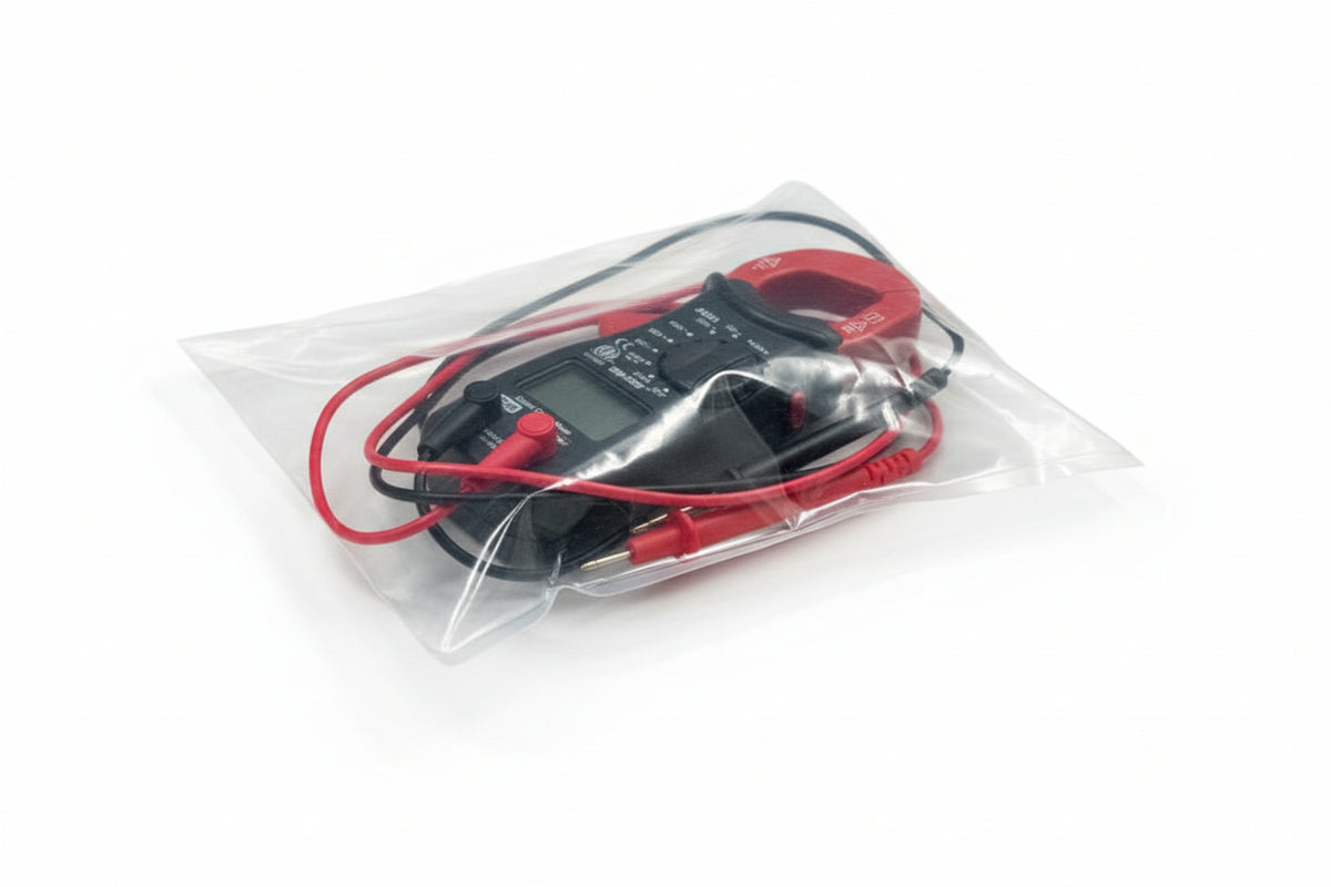 3 mil flat poly bag with micrometer inside of it