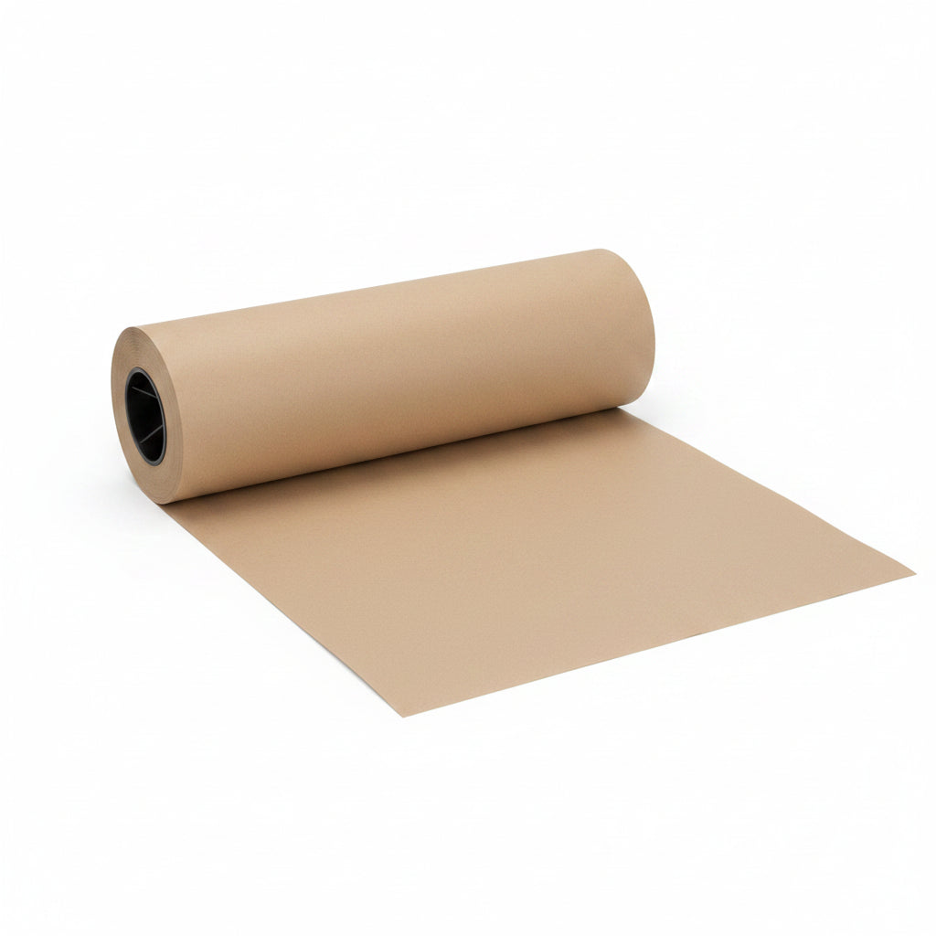 Kraft Paper Roll Lrg white background with the roll slightly unrolled
