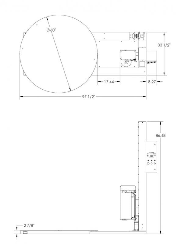 Low Profile Turntable Pallet Wrapper Dimensions