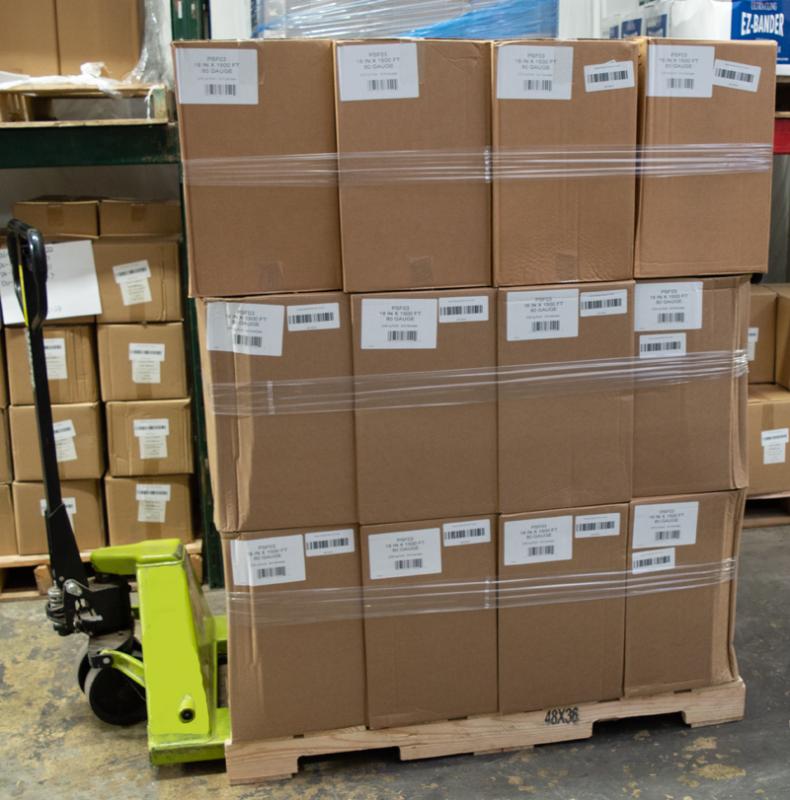 Pallet Bands on pallet with jack