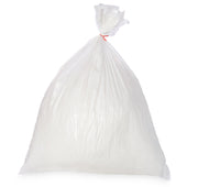 White trash bag closed with a twist tie