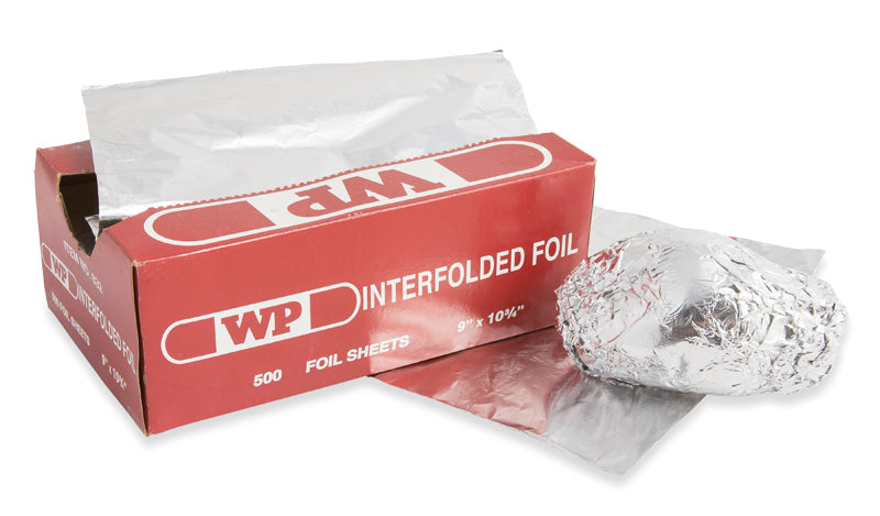 Folded foil aluminum sheets in a box for easy dispensing