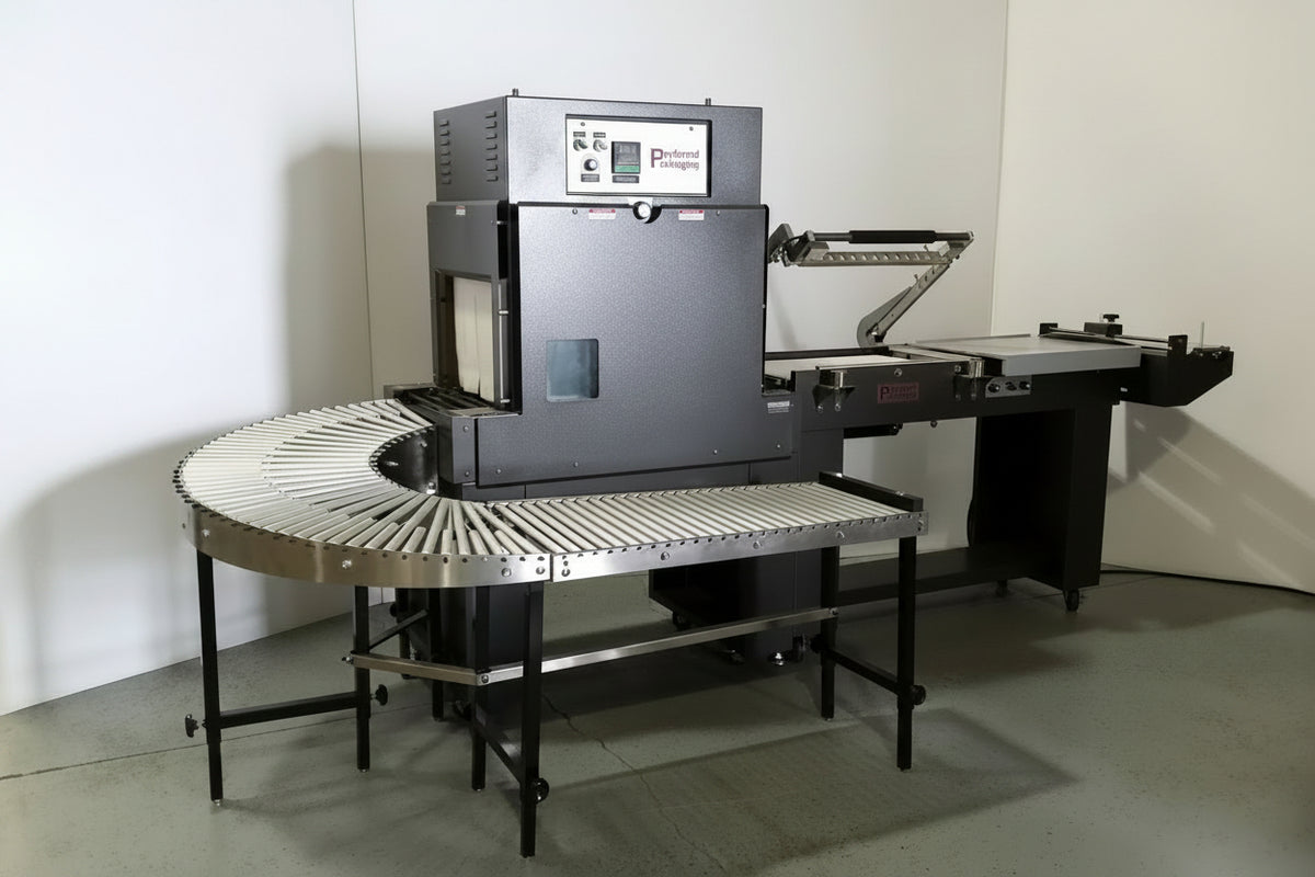 180 Degree Gravity Conveyor with TL-1622MK Shrink Combo Machine