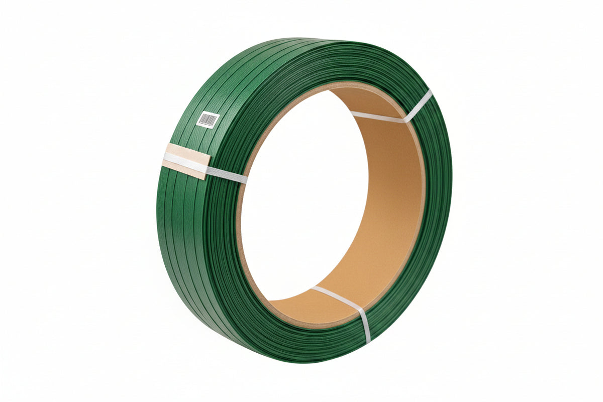 Polyester Strapping 1/2 Inch, Green, in a coil